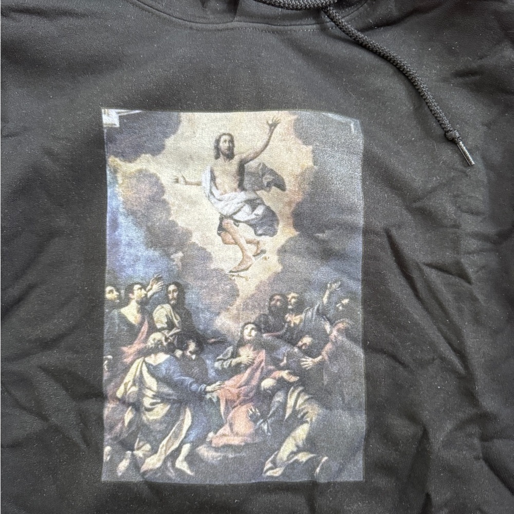 Black Hoodie with Religious Artwork